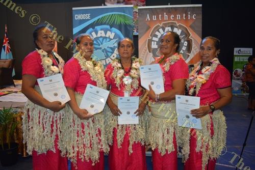 Rotuman women with handicrafts