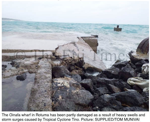 Oinafa Wharf damaged by cyclone Tino