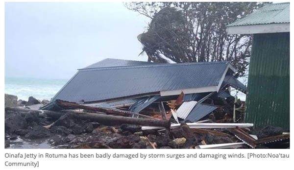 Oinafa wharf damage by cyclone Tino