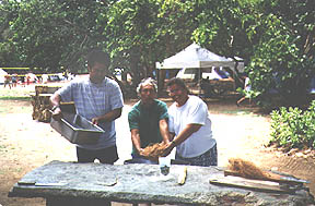 photo: straining coconut milk