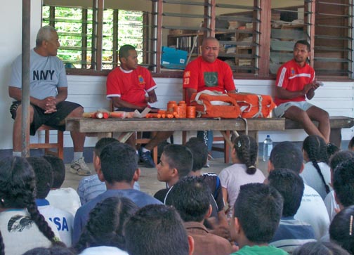 Fiji Navy crew addressing students